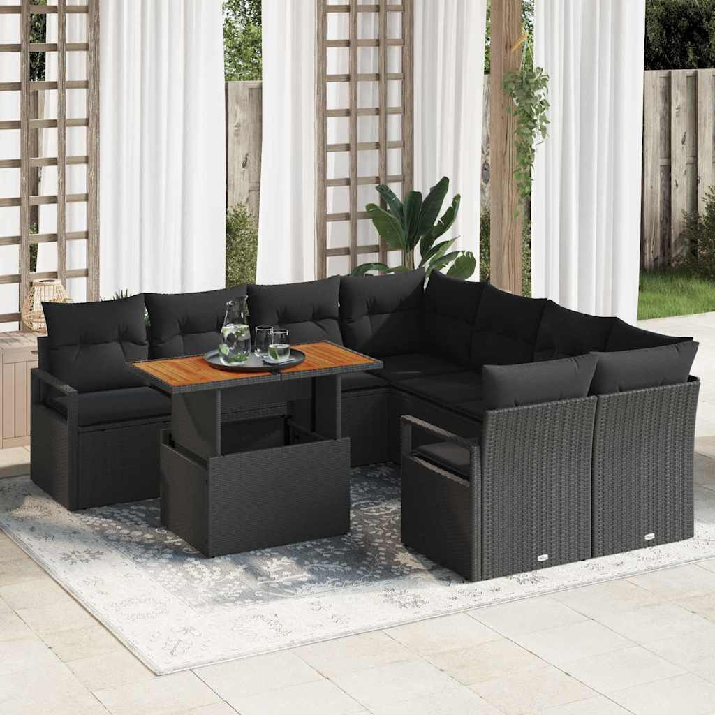 vidaXL Gartensofa-set 9 stk. 8-Sitzanzahl Schwarz und Braun