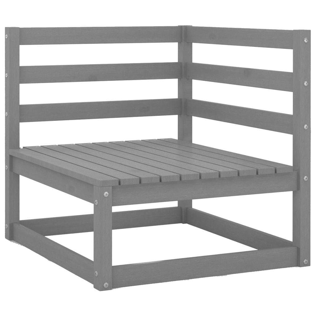 vidaXL Garten-Ecksofa Grau Massivholz Kiefer