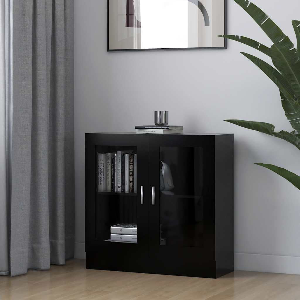 vidaXL Vitrinenschrank Schwarz 82,5x30,5x80 cm Holzwerkstoff