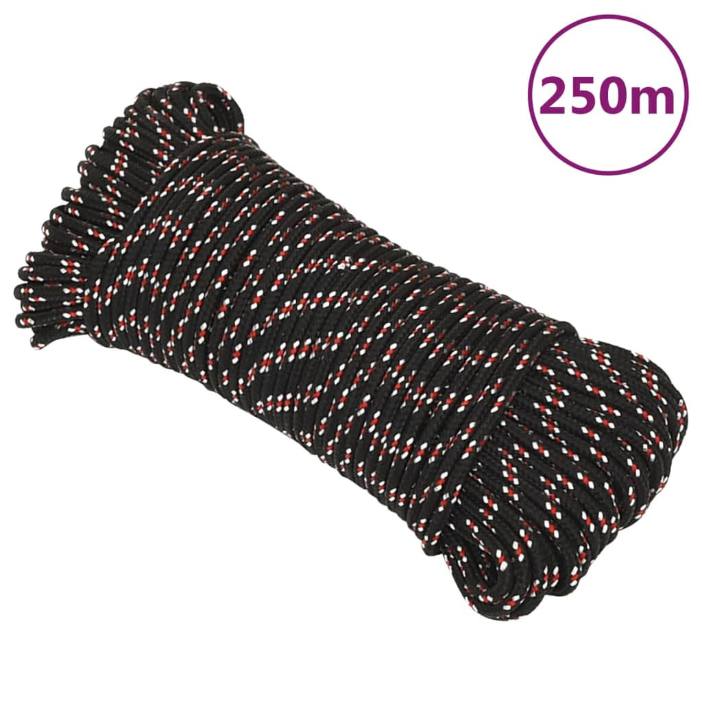 vidaXL Bootsseil Schwarz 5 mm 250 m Polypropylen