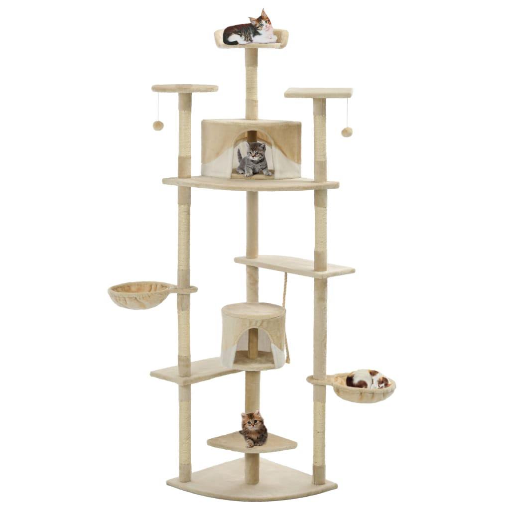 vidaXL Katzen-Kratzbaum Sisal 203 cm Beige und Weiß