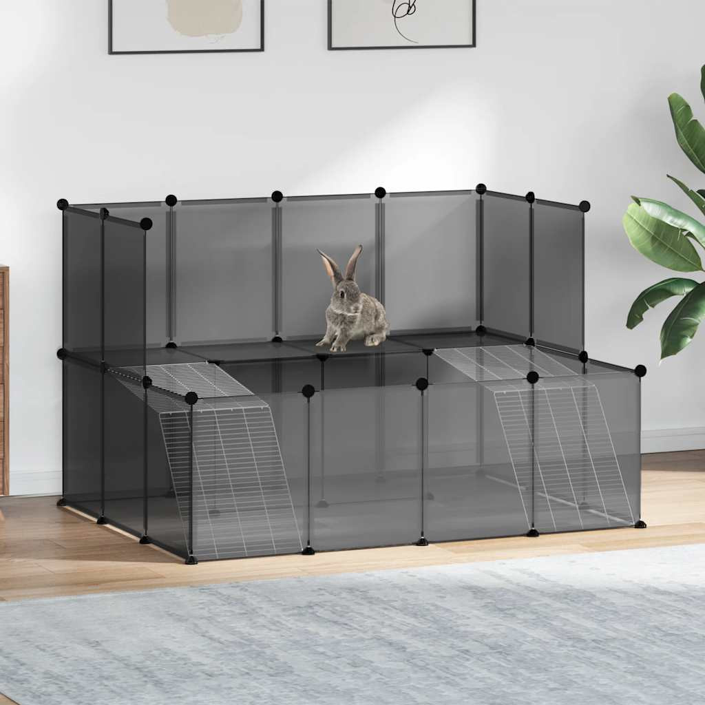 vidaXL Kleintierkäfig Schwarz 143x107x93 cm PP und Stahl
