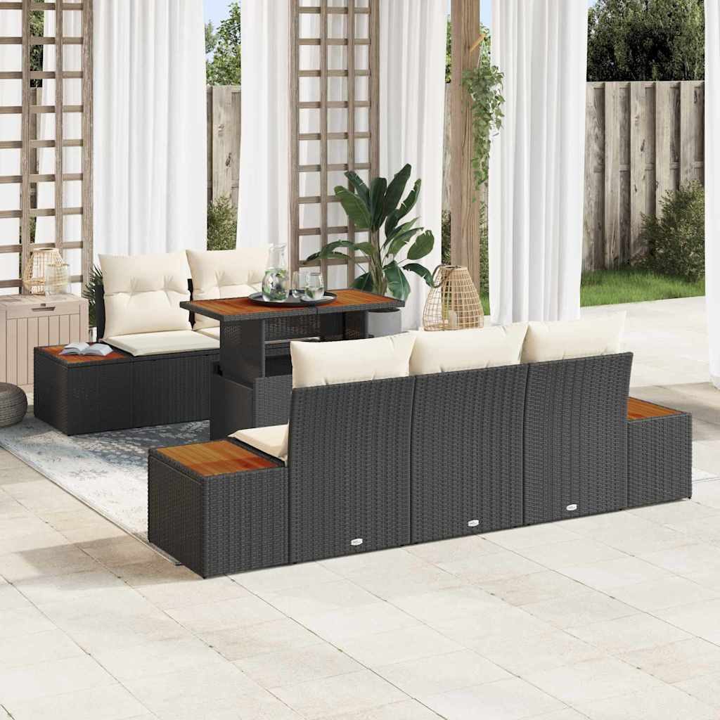 vidaXL Gartensofa-set 6 Stk. Schwarz und Beige