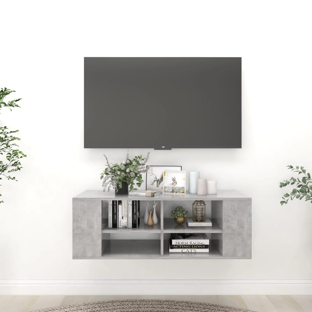 vidaXL TV-Wandschrank Betongrau 102x35x35 cm Holzwerkstoff