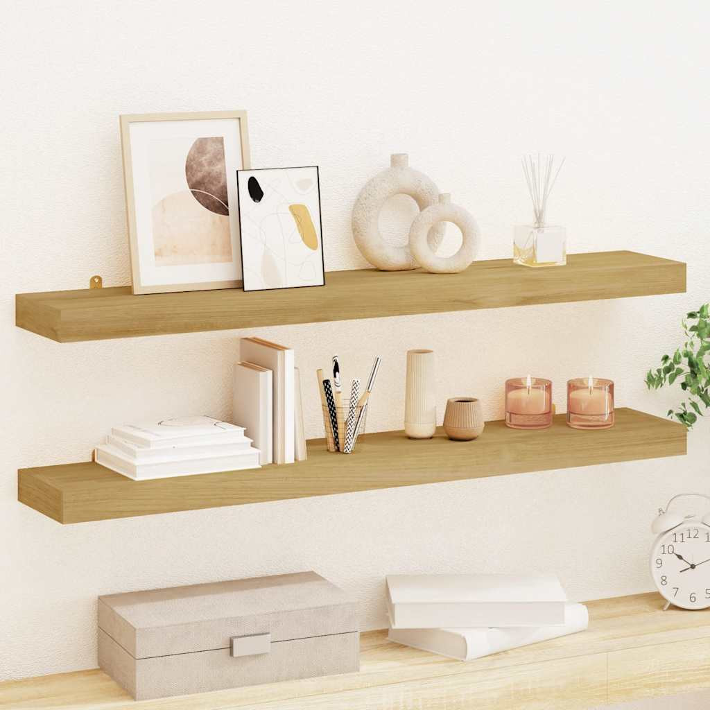 vidaXL Wandregale 2 Stk. 90x15x4 cm Massivholz Teak