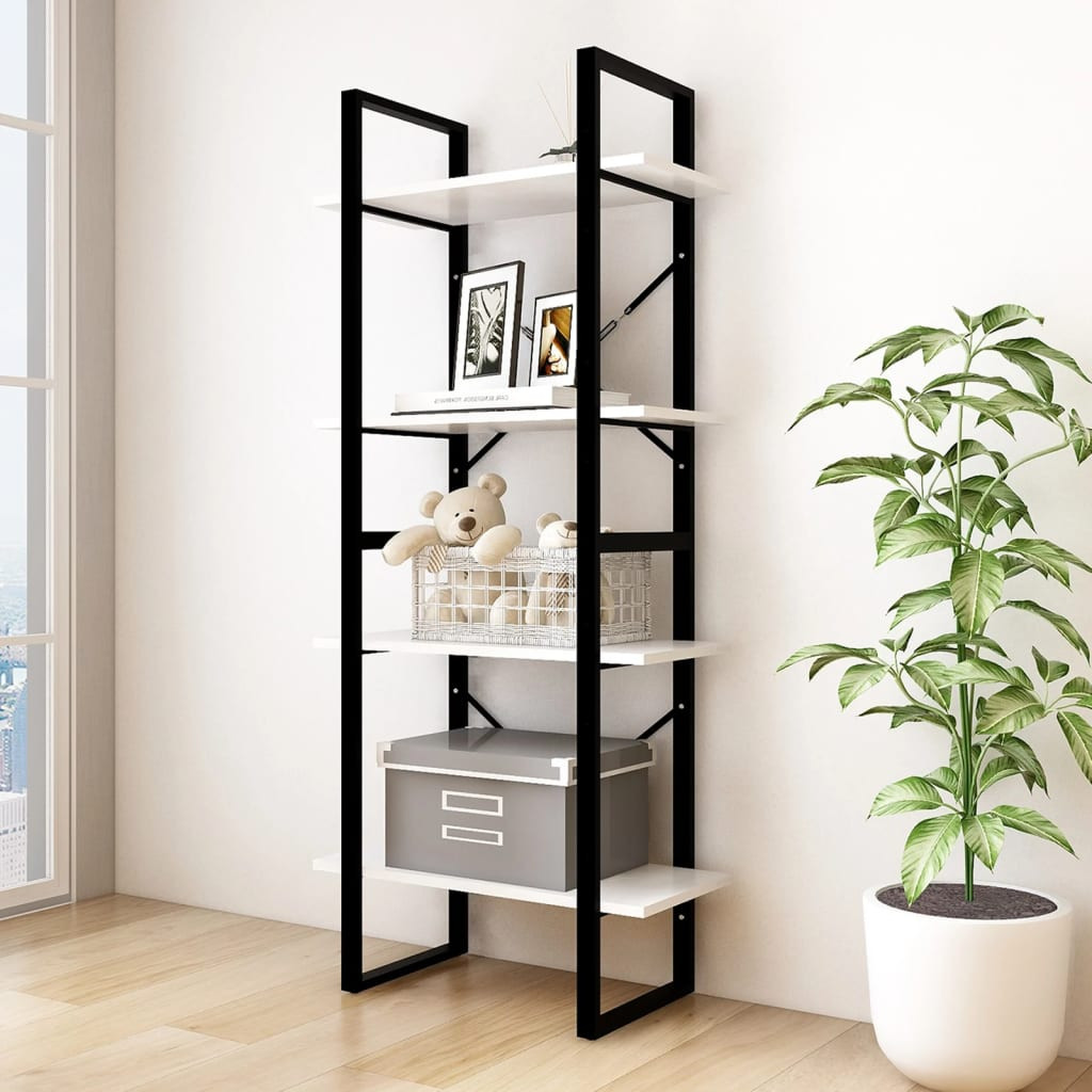 vidaXL Bücherregal 4 Böden Weiß 60x30x140 cm Massivholz Kiefer