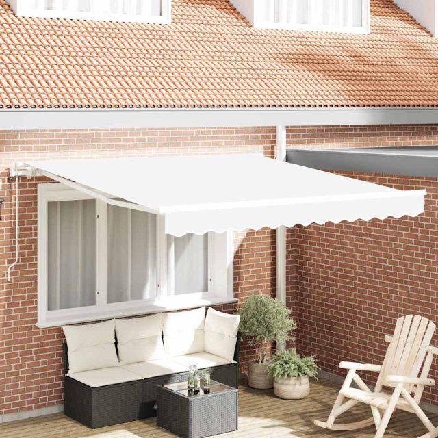 vidaXL Ausziehbare Markise Weiß 350 x 250 cm Stoff und Aluminium