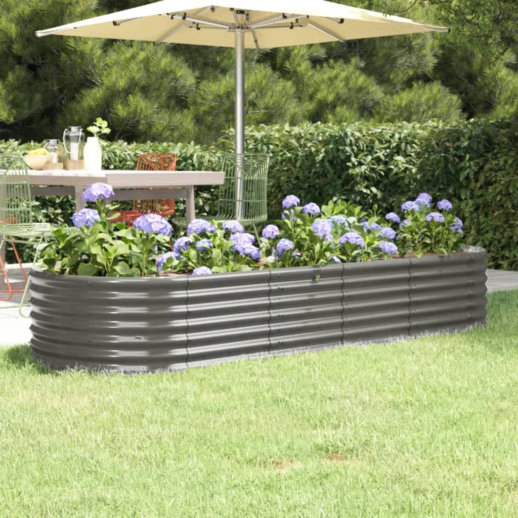 vidaXL Hochbeet Verzinkter Stahl 224x80x36 cm Grau
