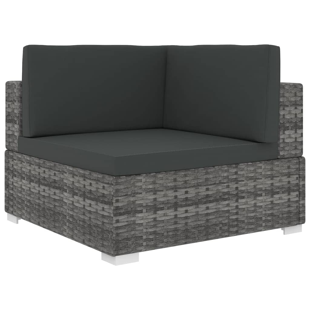 vidaXL Modular-Sofa-Eckteil 1 Stk. + Auflagen Poly Rattan Grau