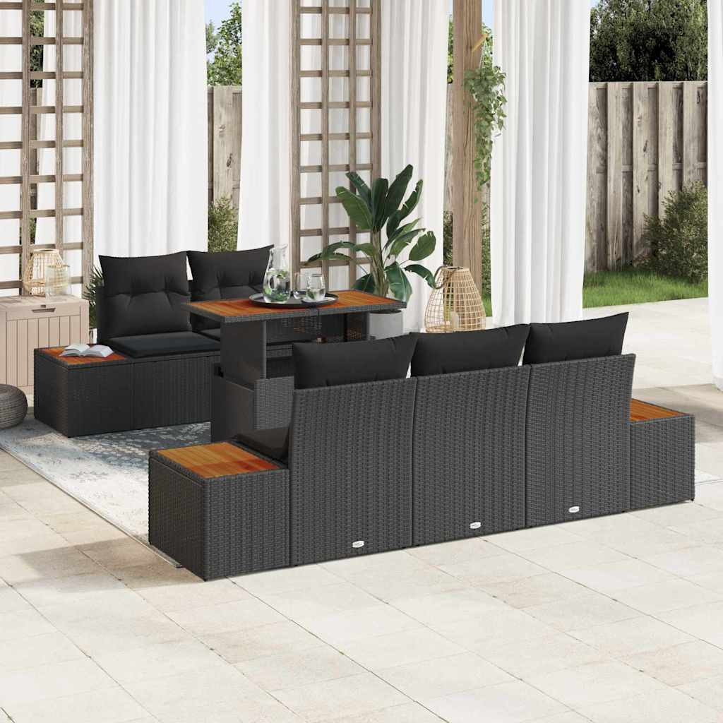 vidaXL Gartensofa-set 6 Stk. Schwarz und Braun