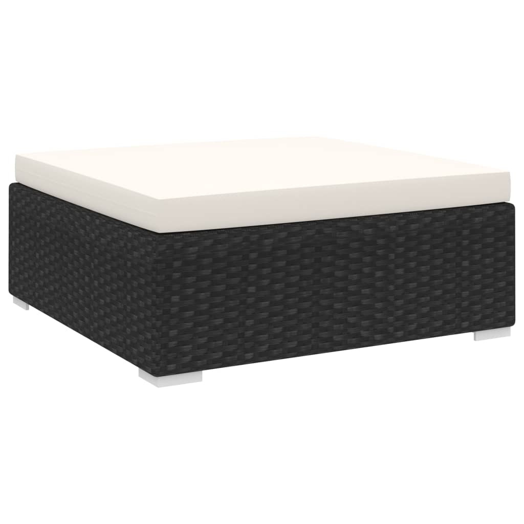 vidaXL Modular-Fußhocker 1 Stk. + Auflagen Poly Rattan Schwarz
