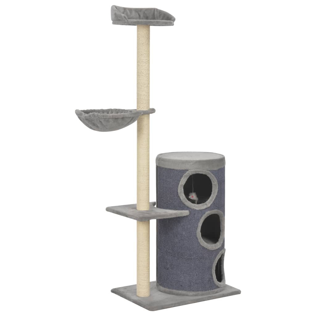 vidaXL Katzen-Kratzbaum mit Sisal-Kratzsäulen Grau 148 cm