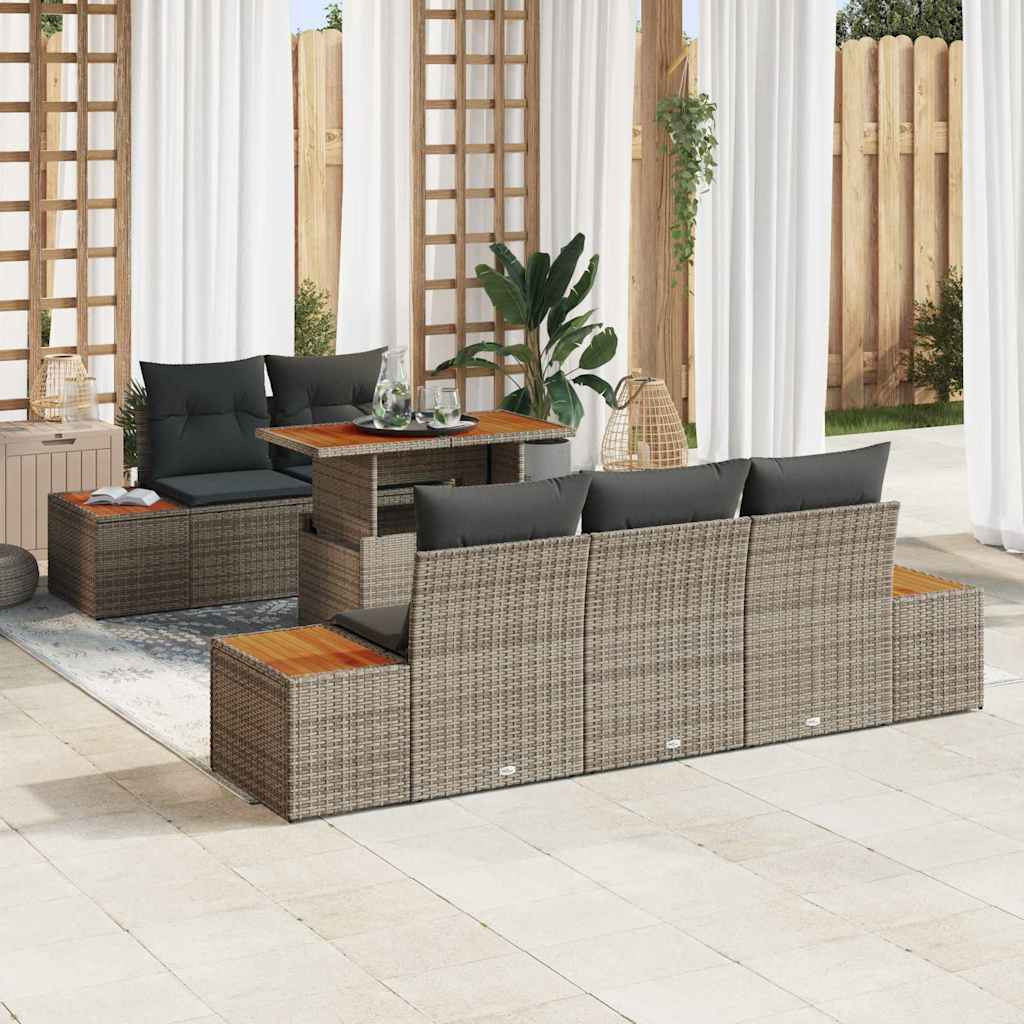 vidaXL Gartensofa-set 6 Stk. Grau und Braun
