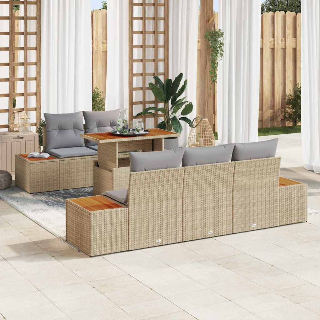 vidaXL Gartensofa-set 6 Stk. Beige und Grau