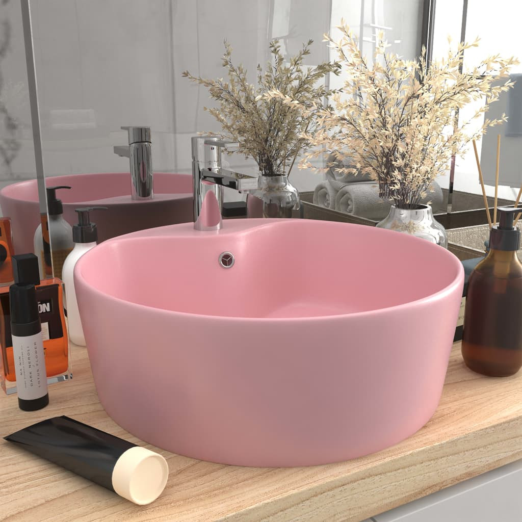 vidaXL Luxus-Waschbecken mit Überlauf Matt Rosa 36x13 cm Keramik