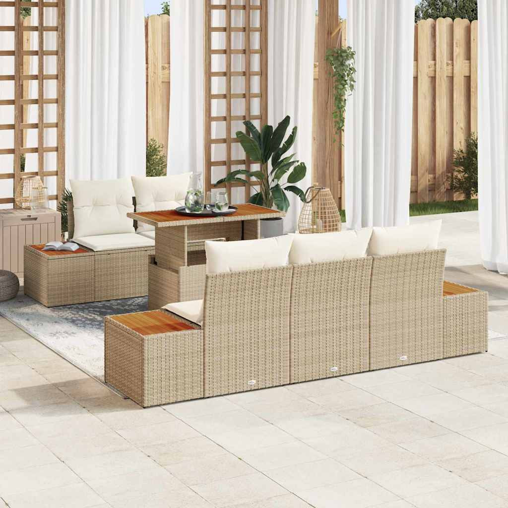 vidaXL Gartensofa-set 6 Stk. Beige und Creme