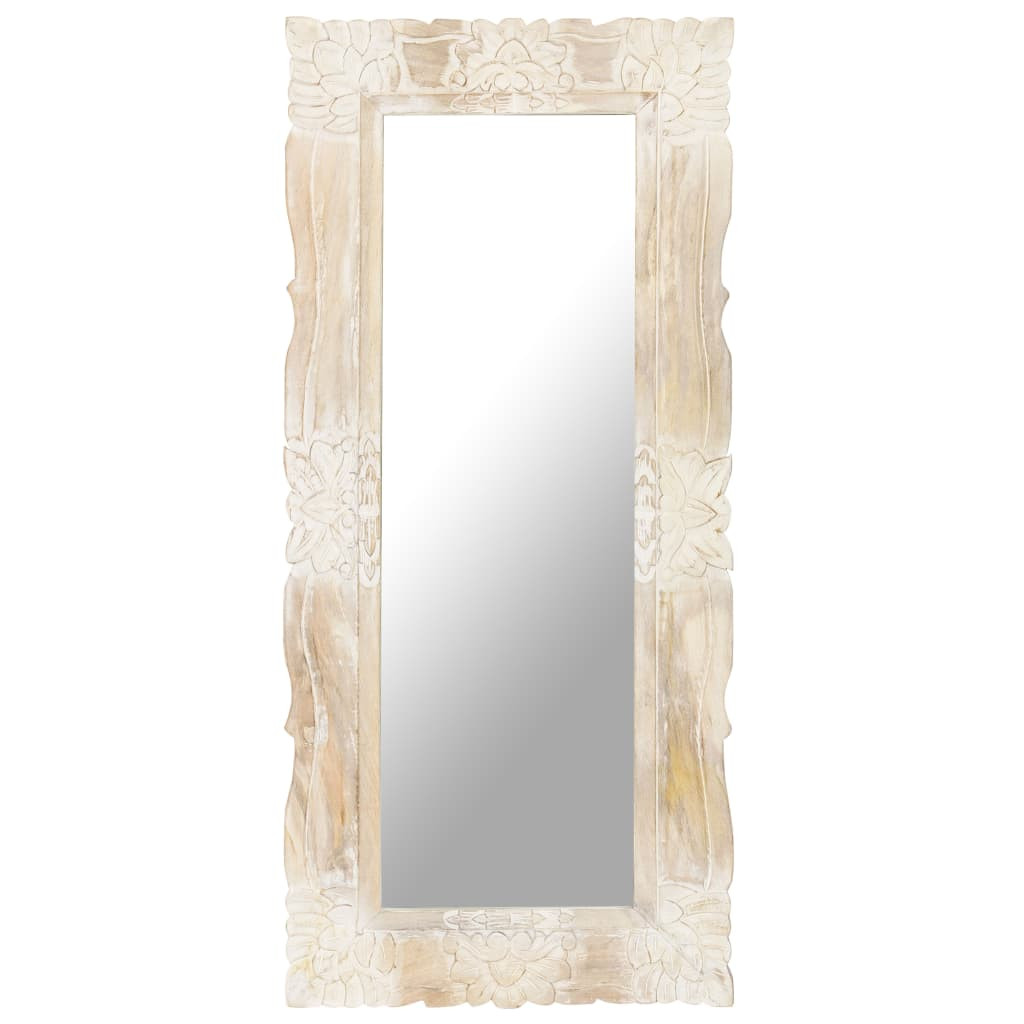 vidaXL Spiegel Weiß 110x50 cm Mango Massivholz
