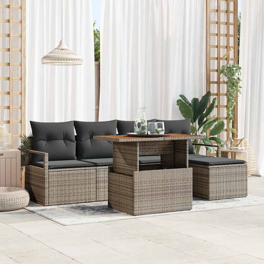 vidaXL Gartensofa-set 6 pcs Grau Poly-Rattan