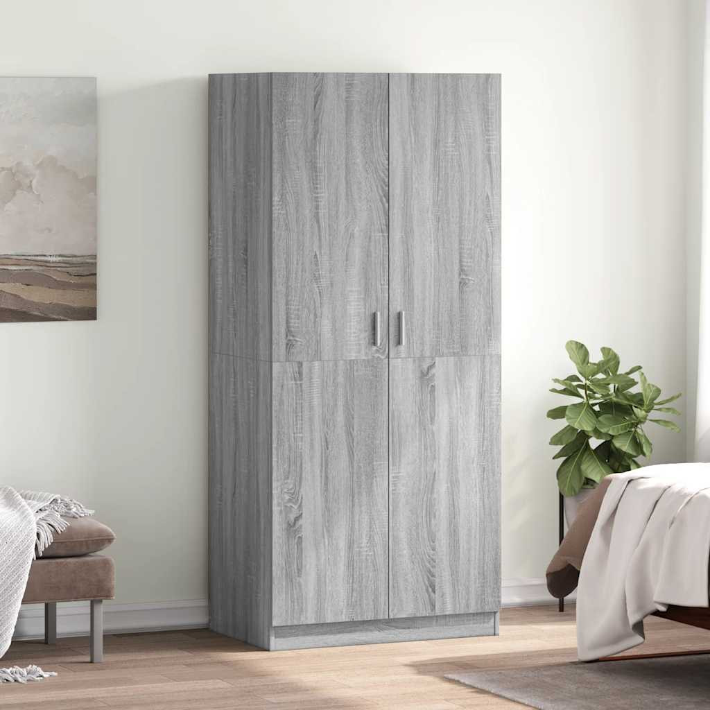 vidaXL Kleiderschrank Grau Sonoma 80x52x180 cm Holzwerkstoff