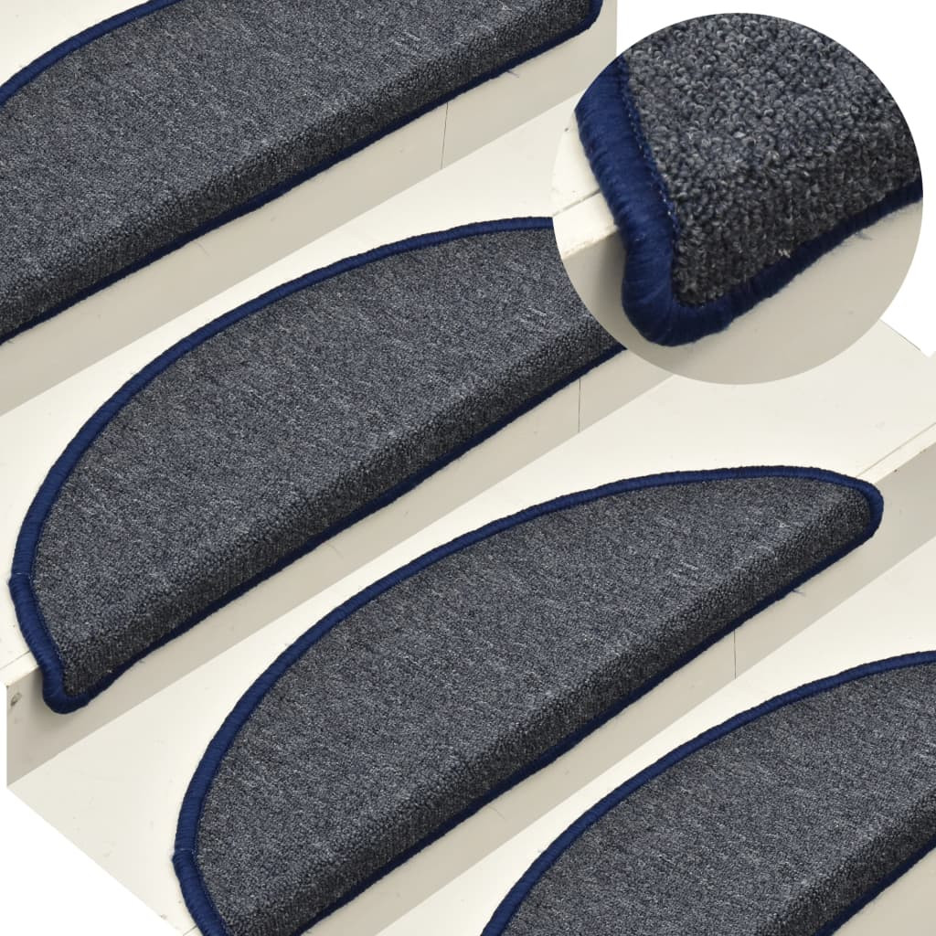 vidaXL Stufenmatten 15 Stk. 56x17x3 cm Dunkelgrau und Blau Halbrund