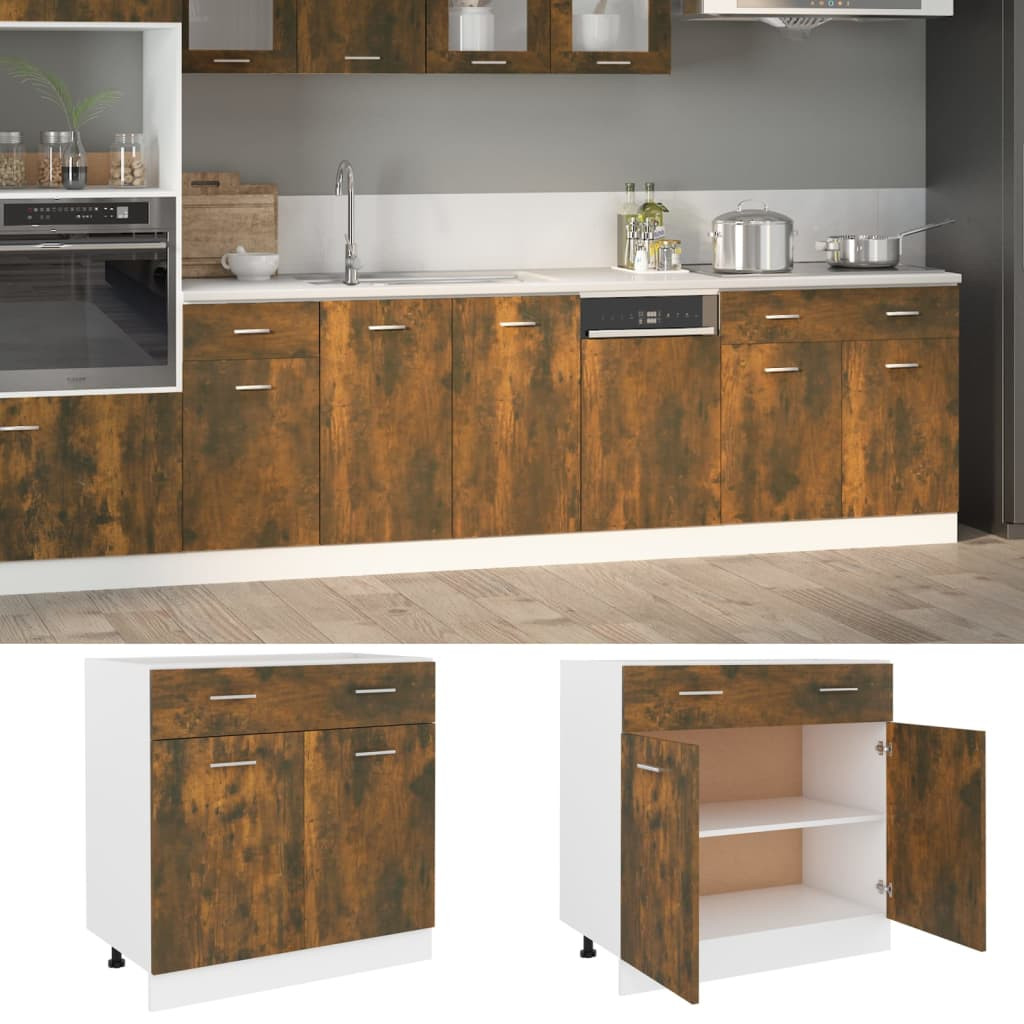 vidaXL Unterschrank mit Schublade Lyon Räuchereiche 80x46x81,5 cm