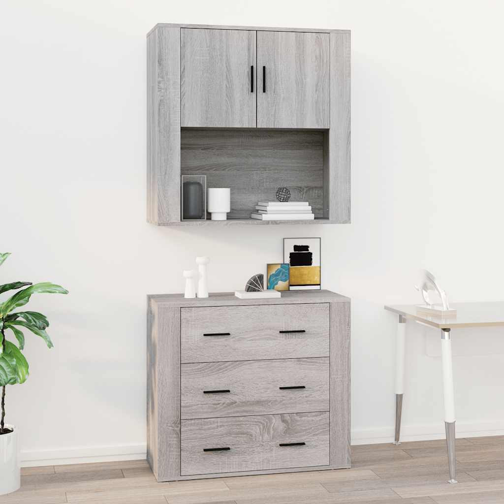 vidaXL Wandschrank Grau Sonoma 80x33x80 cm Holzwerkstoff