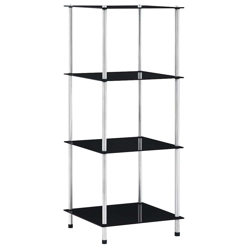 vidaXL Regal mit 4 Ablagen Schwarz 40x40x100 cm Hartglas