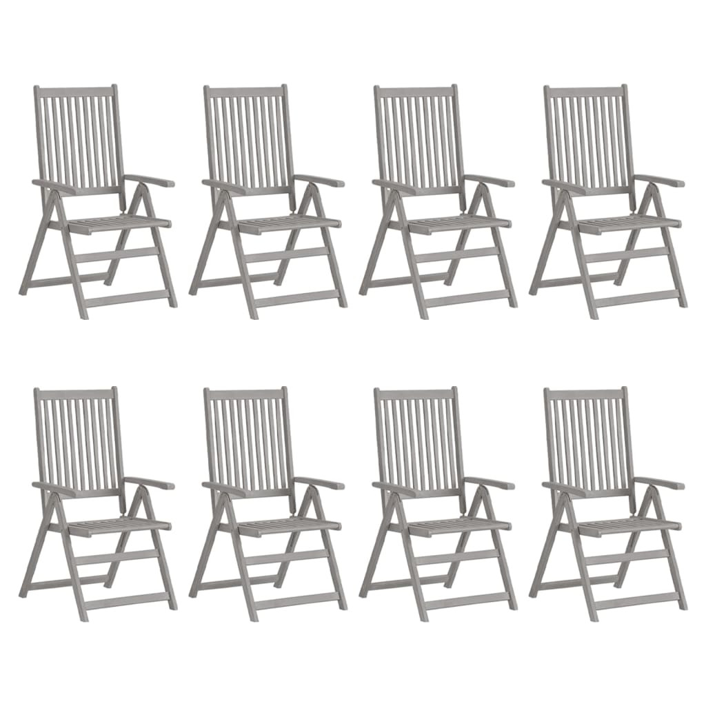 vidaXL Verstellbare Gartenstühle 8 Stk. Grau Massivholz Akazie