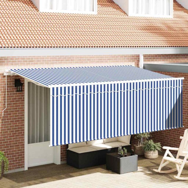 vidaXL Einziehbare Markise Blau und Weiß 400 x 200 cm