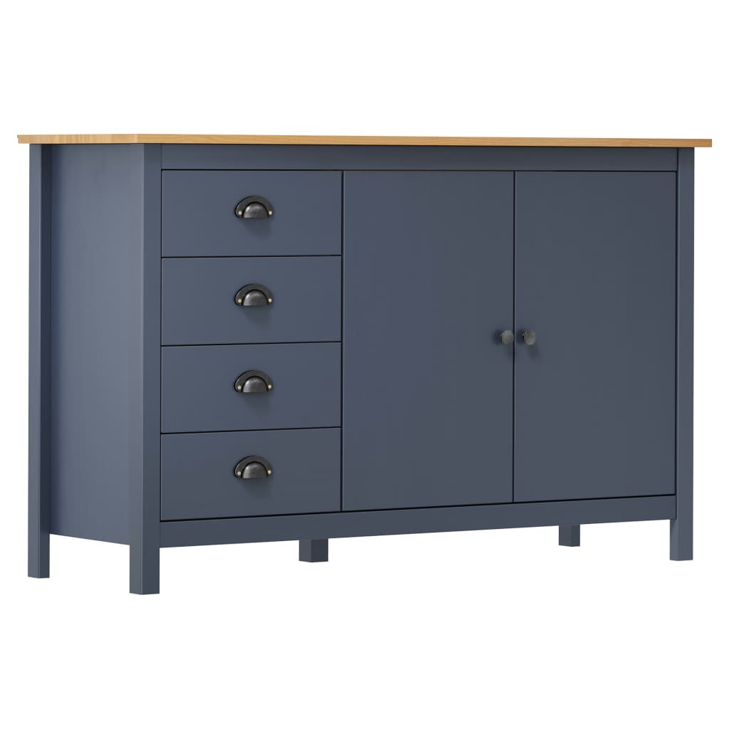 vidaXL Sideboard Hill Grau 130x40x80 cm Massivholz Kiefer