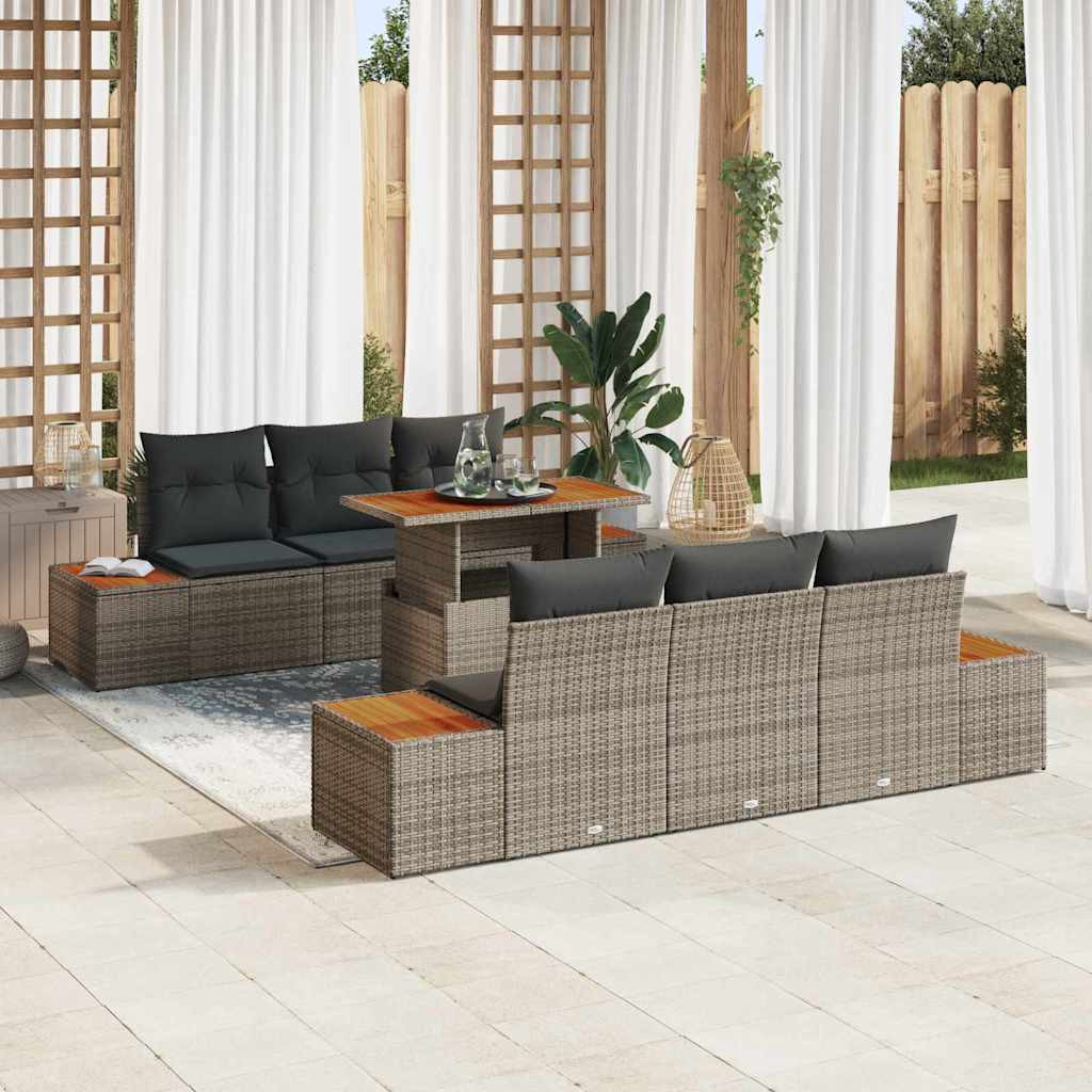 vidaXL Gartensofa-set 7 Stk. Grau und Braun