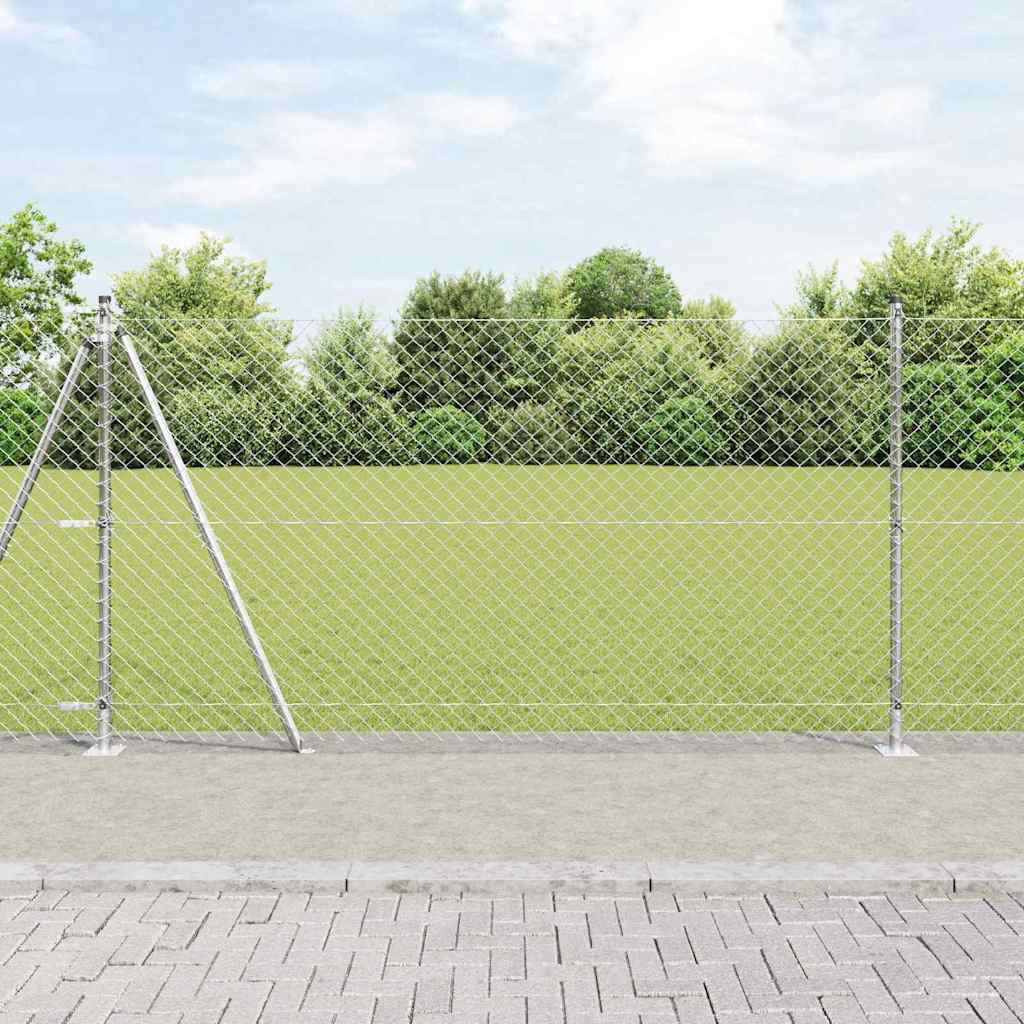 vidaXL Maschendrahtzaun mit Betonsockel 10 x 1,2 m Verzinkter Stahl