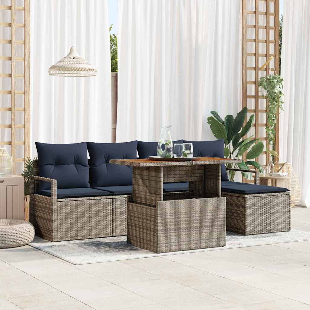 vidaXL Gartensofa-set 6 pcs Grau und Marineblau