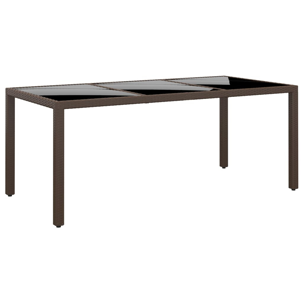 vidaXL Gartentisch 190x90x75 cm Hartglas und Poly Rattan Braun