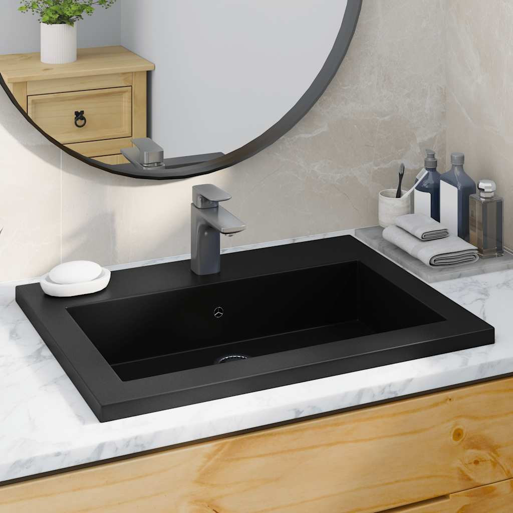 vidaXL Granitbecken 600×450×120 mm Schwarz