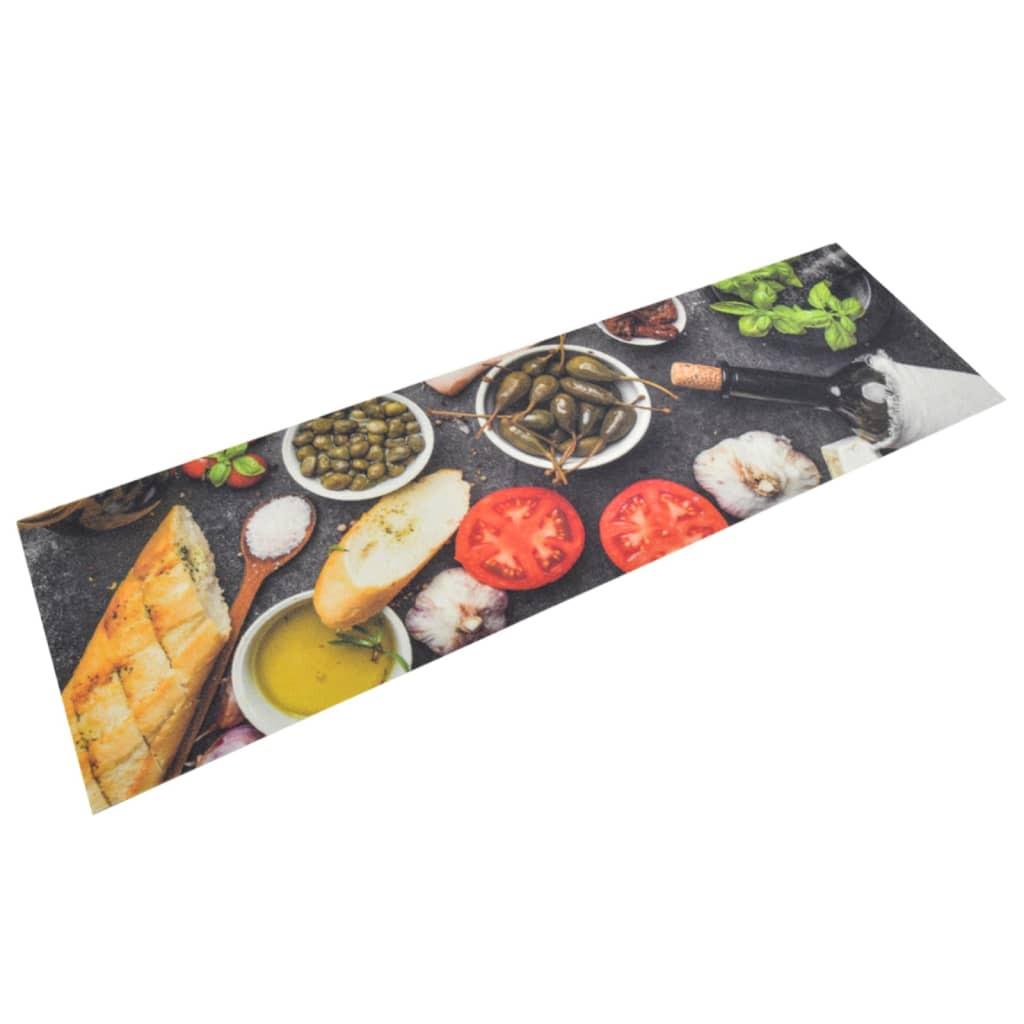 vidaXL Küchenteppich Waschbar Wein & Essen 45x150 cm Samt