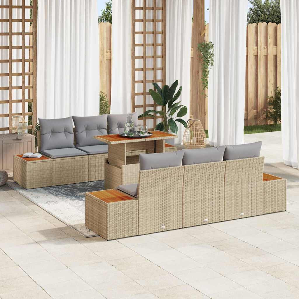 vidaXL Gartensofa-set 7 Stk. Beige und Grau