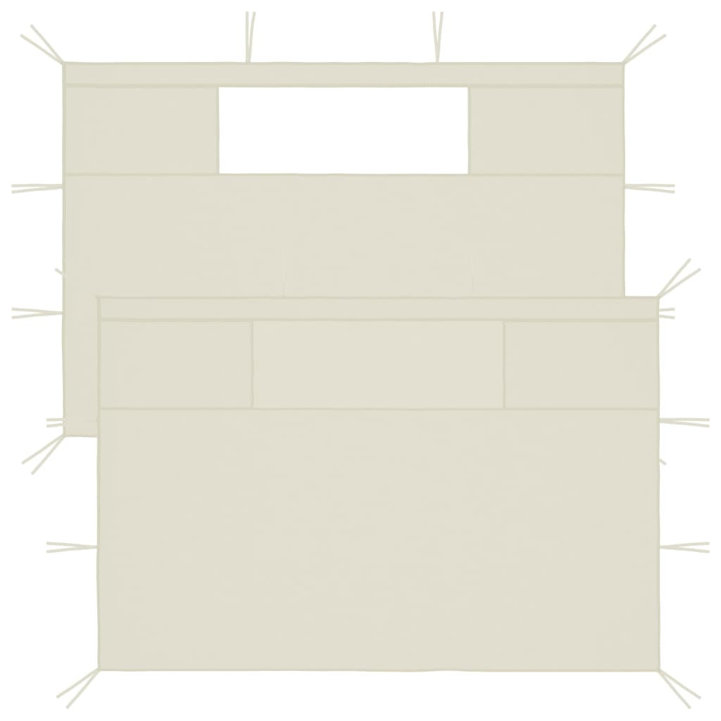 vidaXL Pavillon-Seitenwände mit Fenstern 2 Stk. Creme