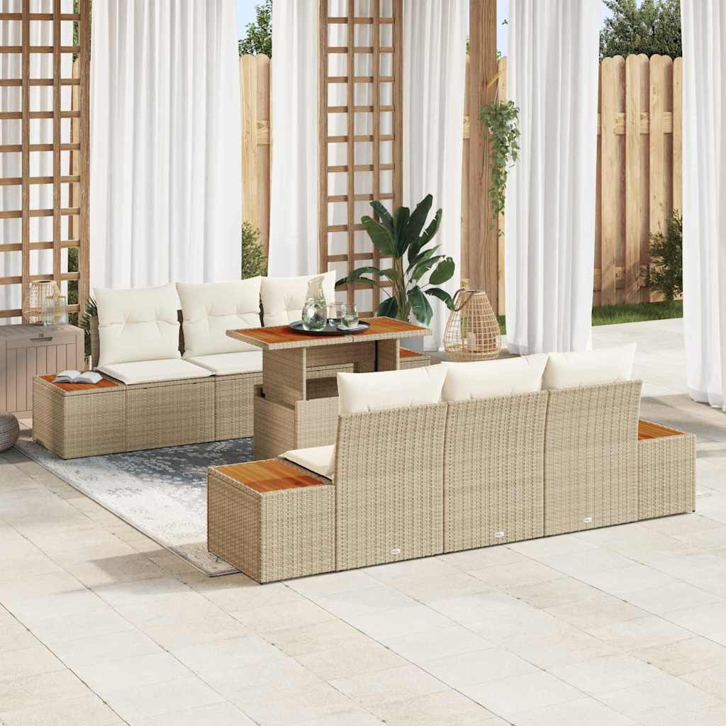 vidaXL Gartensofa-set 7 Stk. Beige und Creme