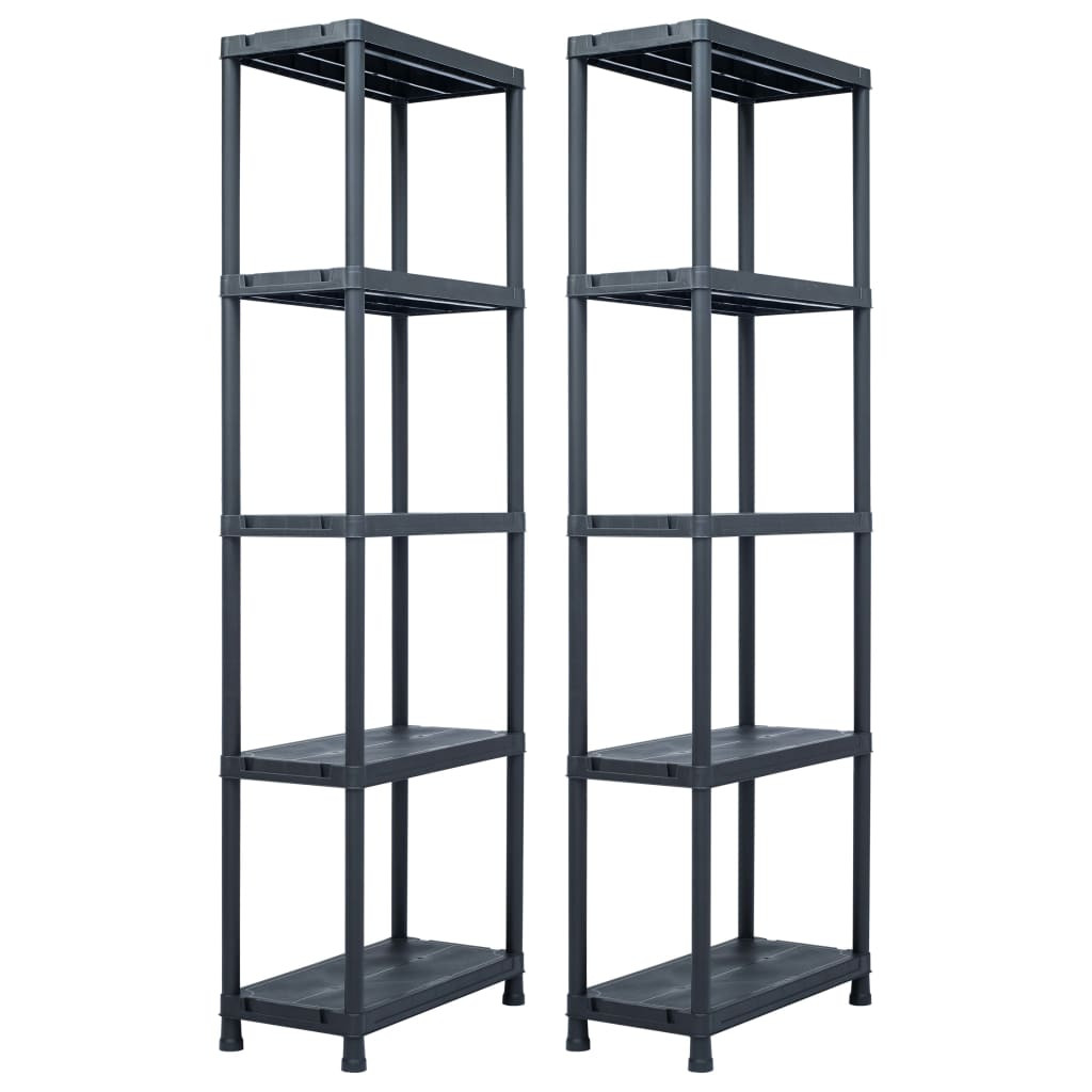 vidaXL Lagerregale 2 Stk. Schwarz 125 kg 60 x 30 x 180 cm Kunststoff