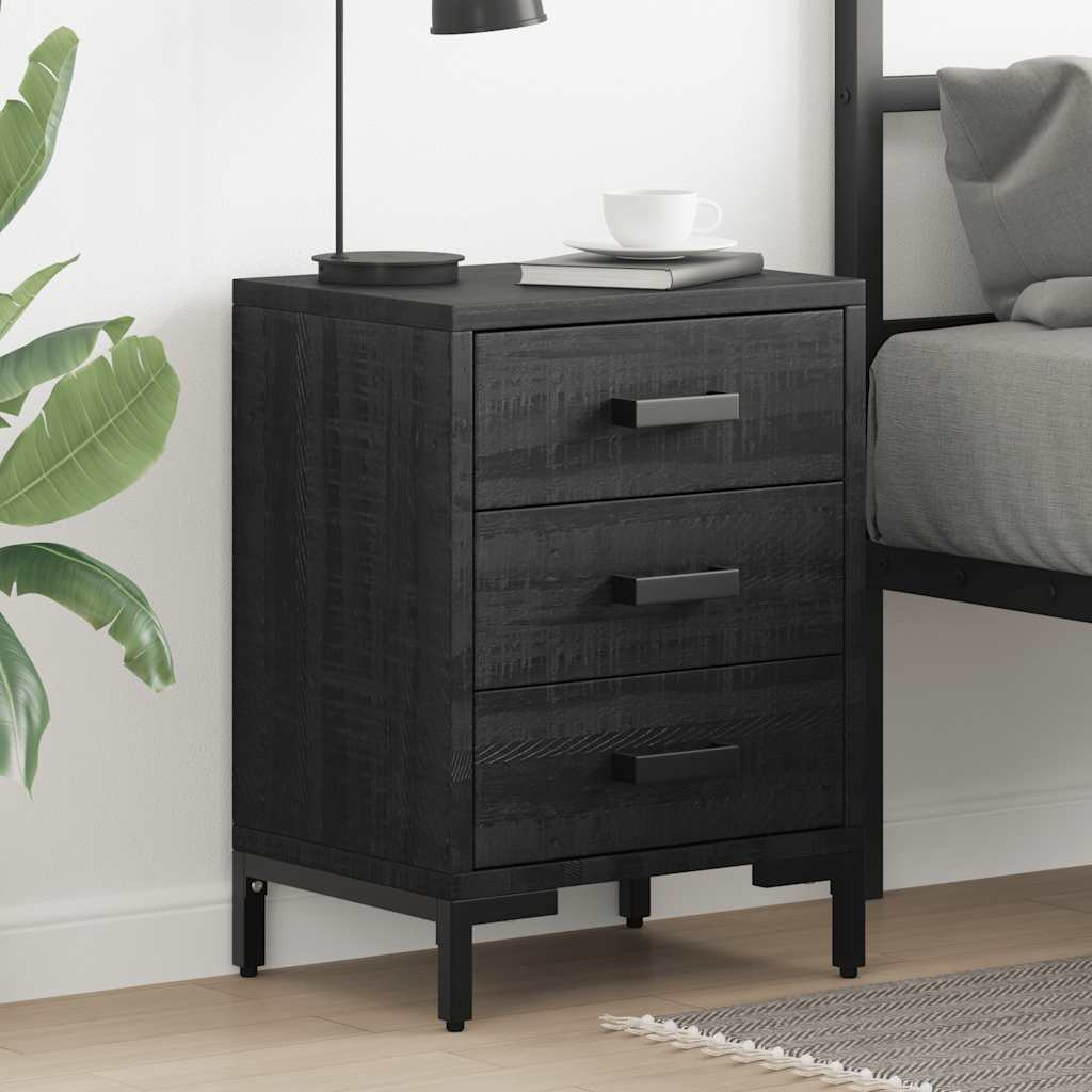 vidaXL Nachttisch Schwarz 40x30x55 cm Massivholz Kiefer