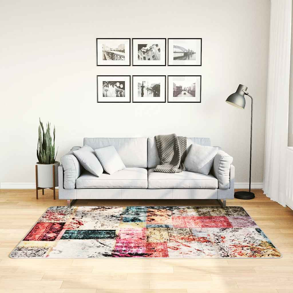 vidaXL Teppich Waschbar Patchwork Mehrfarbig 120x180 cm