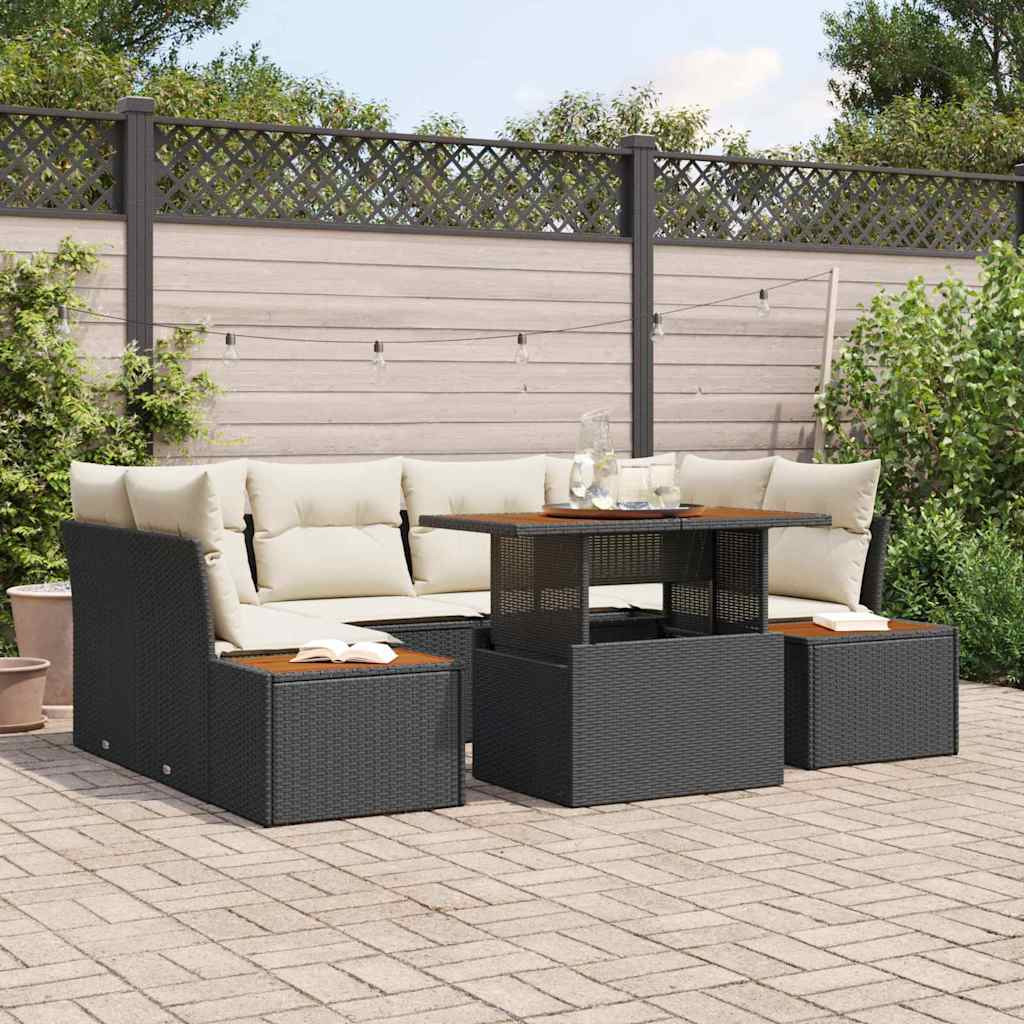 vidaXL Gartensofa-set 9 Stk. Schwarz und Beige