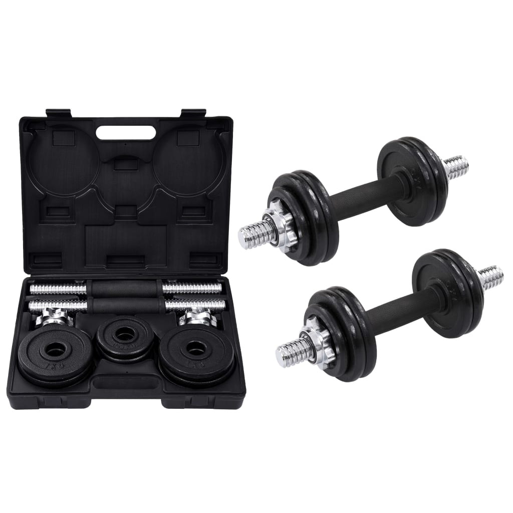 vidaXL Hantelset 19-tlg. 15 kg Gusseisen
