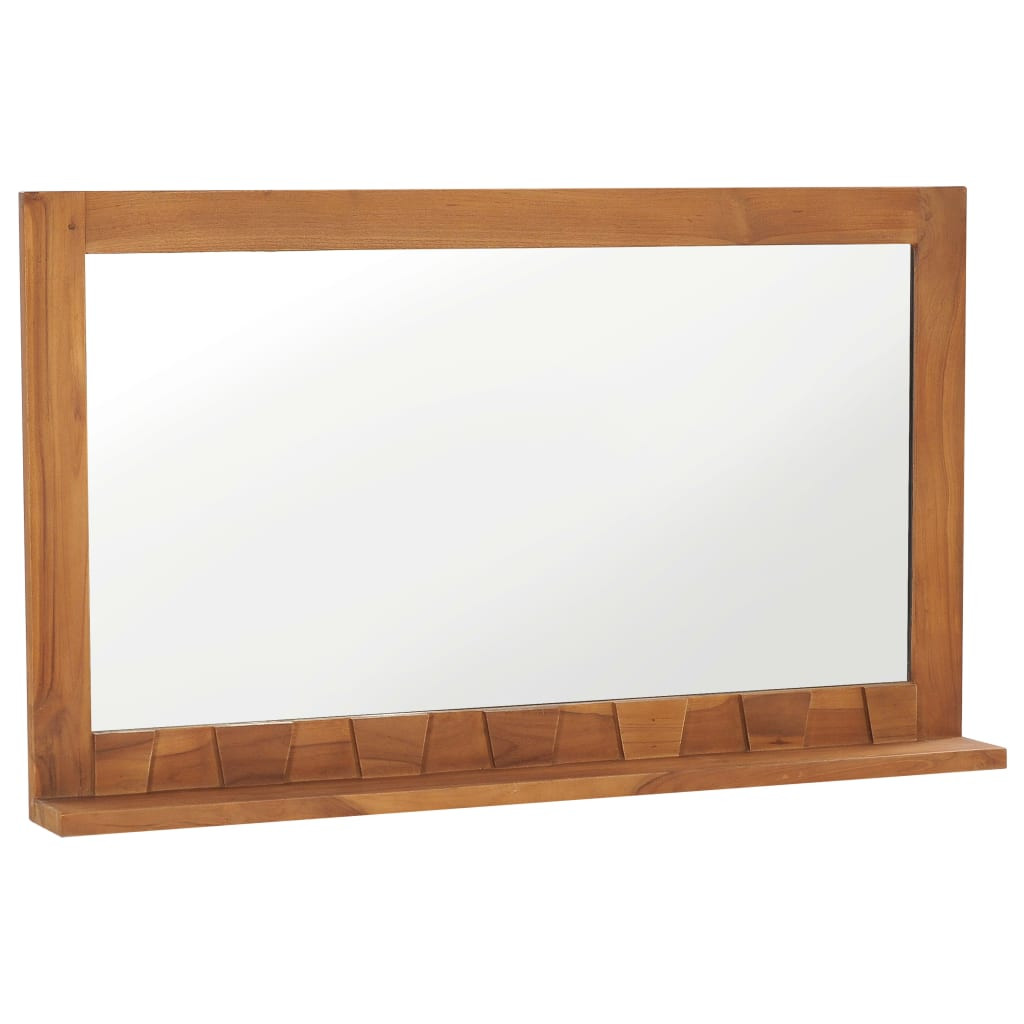 vidaXL Wandspiegel mit Regal 100×12×60 cm Teak Massivholz