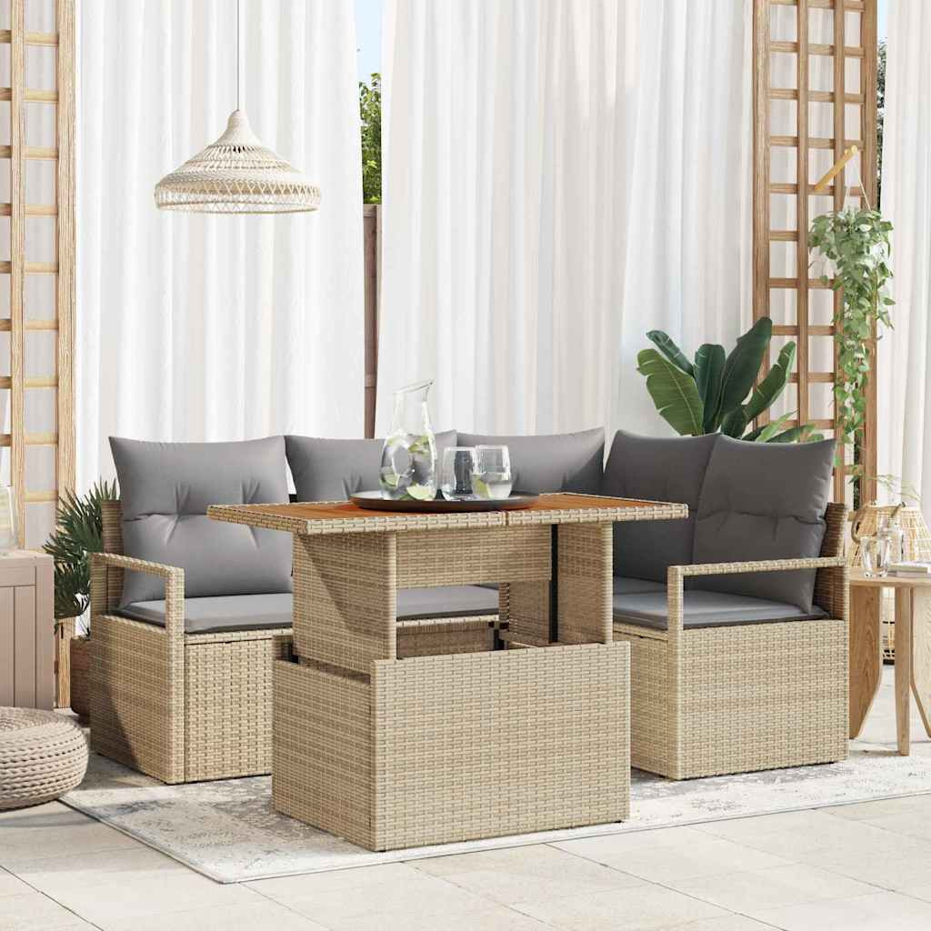 vidaXL Gartensofa-set 5 stk. 4-Sitzanzahl Beige und Grau