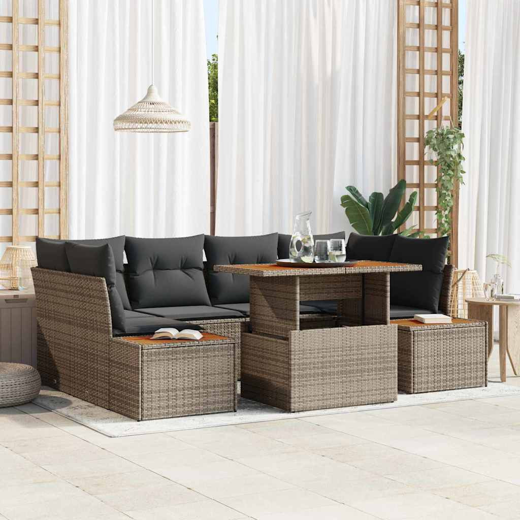 vidaXL Gartensofa-set 9 Stk. Grau und Braun