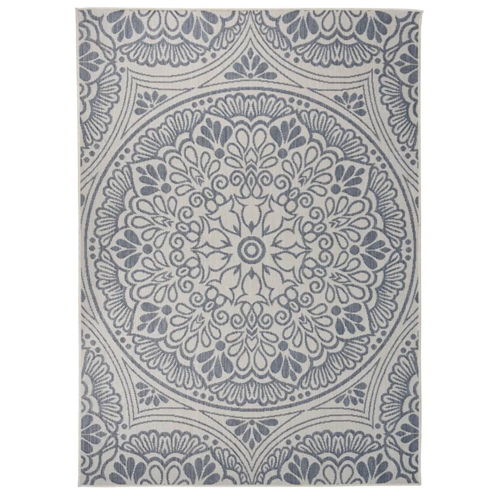 vidaXL Outdoor-Teppich Flachgewebe 200x280 cm Blaues Muster