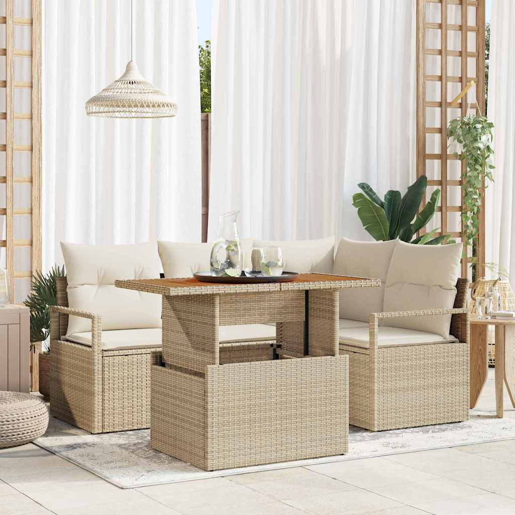 vidaXL Gartensofa-set 5 stk. 4-Sitzanzahl Beige und Creme