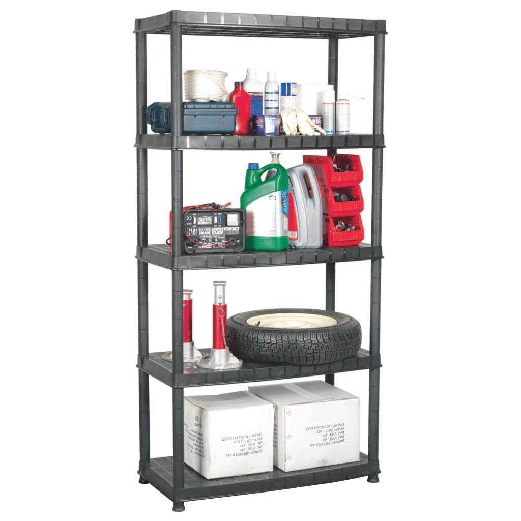 vidaXL Lagerregal 5-Tier Schwarz 91,5x45,7x185 cm Kunststoff